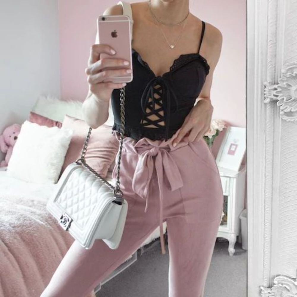 Shein Lace Up Front Bustier Cami Top